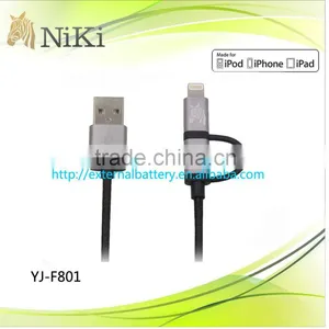 Manufacturer of 2 in 1 Usb Cable for Iphone 5s,6 +micro Usb Charging Date Cable thumbnail-1