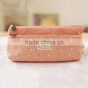 Double Zipper Canvas Cosmetic Pencil Case and Coin Pouch thumbnail-1
