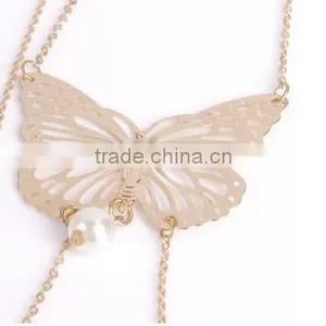 2016 Sexy Women Back Butterfly Pearl Water Drop Alloy Body Belly Chian thumbnail-5
