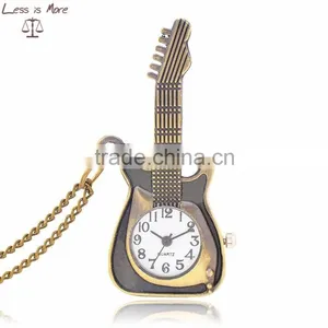 2015 Hot Selling Low Price Alloy Pocket Watch, Guitar Gold Pocket Watch thumbnail-1