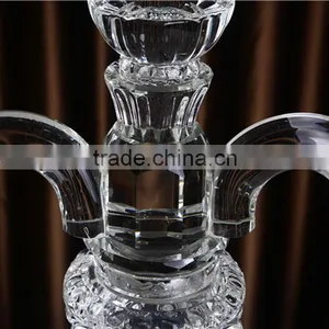 2 Arms k9 Crystal Pink Engraved Base Candle Holder thumbnail-6