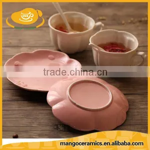 Japanese Style Pink Sakura Ceramic Coffe Cup and Saucer Set thumbnail-3