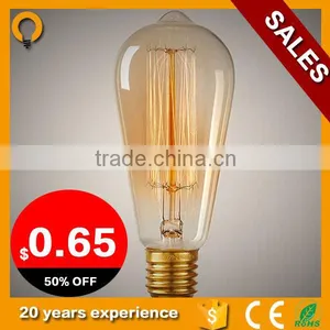 $0.65 2015 Retro Clear/amber Fairy Glass Edison Bulbs ST64 thumbnail-1