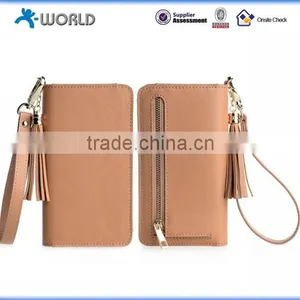 Cute Zipper Leather Wallet Case For IPhone 6S With Wrist Strap thumbnail-4