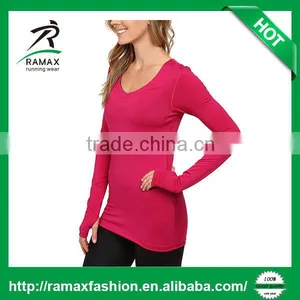 Ramax Custom Women Tight Long Sleeve V-neck Dri Fit Gym Top thumbnail-2