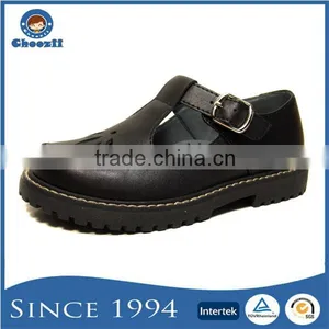 Wide Size Customized Pure Black Buckle Children School Shoes thumbnail-1