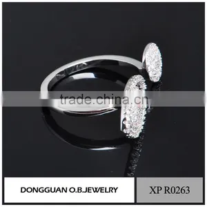 Top Quality Ladies Brass Plated Sliver Finger Ring/fashion White CZ Gemstone Ring thumbnail-6