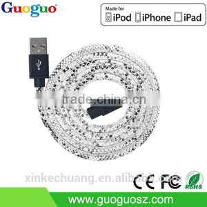 High Quality Fast Charge 8pin PU Leather Braided Mfi Usb Cable for Iphone7 thumbnail-2