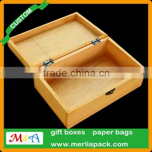 DIY Crafts Wood Chest Box Hinged Metal Clasp Rectangle Memorable Box thumbnail-2