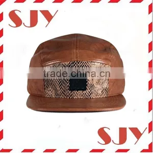 Custom Snake Skin Leather 5 Panel Biker Hat thumbnail-1