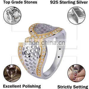 Wholesale 925 Sterling Silver Hollow Out Yellow Coral Ring thumbnail-2