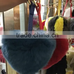 Heart Shape Fur Keychain/Real High Quality Fur Keychain For BAG/KEY thumbnail-2