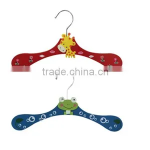 Wooden Animal Cloth Hanger Wooden Frog/flower Painted Decorative Kids Children Clothes Hanger Promotion Gifts thumbnail-1