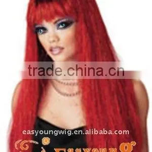Wholesale Cheap Price Long Red Color Horn Wigs , Cosplay Hair Wigs thumbnail-2
