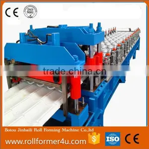 Aluminum Colored Glaze Stee Tile Steel Metal Beautiful Roof Tile Roll Forming Machine thumbnail-2