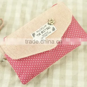 2015 New Style Cotton Fabric Lady Wallet, Man Leather Wallet, Wallet Purse thumbnail-1