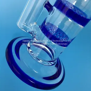 Newest Blue Color Glass Bongs Glass Water Pipe Double Honey Comb With Glass Bowl Oil Rig Glass Bubbler thumbnail-4