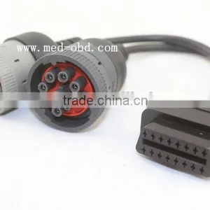 Deutsch 9-pin Splitter Y Cable, Truck Y Cable OBD2 16pin Female to J1708 6pin and J1939 9pin Connector thumbnail-1