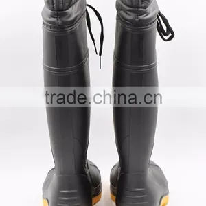 Black Cold-Resistant Winter Work Rain Boots With Fur Lining thumbnail-3