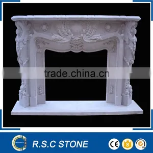 European Style Hand Carving Natural Stone Fireplace Mantel thumbnail-1