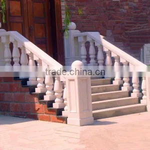 Hand Carved White Marble Handrails Stairs thumbnail-1