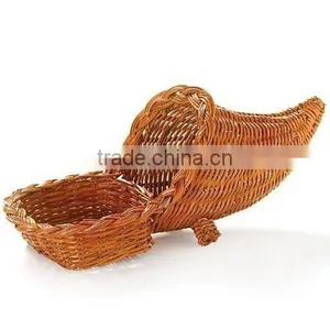 Thanksgiving Horn Plenty Fall Basket Harvest Wicker Fall Decor Fruit Wicker Rattan Cornucopia Basket thumbnail-1