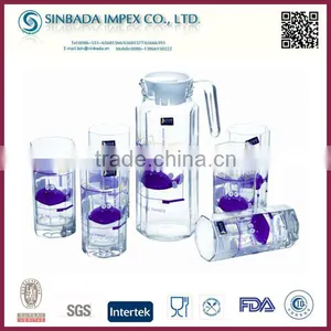 2015 New Hot Selling Drinking Glassware Set, Glass 7pcs Water Set With Decal thumbnail-4