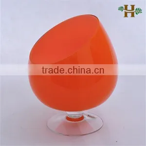 Handmade Oblique Opening Colored Glass Candle Holder on Foot thumbnail-1
