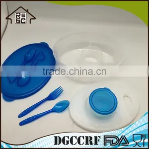 Transparent Plastic Oval Lunch Box With Cutlery Set thumbnail-4
