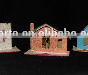 1950s Set of 3 Mica Christmas Houses (One Church) thumbnail-1