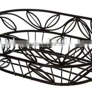 Leaf Design Wrought Iron Steel Bread Basket Bowl thumbnail-1