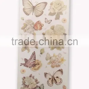 Butterfly & Rose Design Sticker in Light Green Color Way, Popular Antique Design Decorative Glitter Sticker thumbnail-1