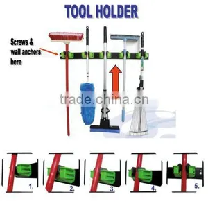 Professional Patent Garden Mop Tool Holder Rack With Screw Fixed Plate thumbnail-3