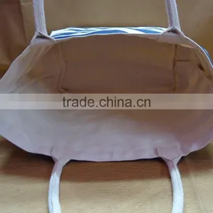 Natural Canvas Stripe Print Tote Bag - One Color Stripe - Fashionable Ecofriendly thumbnail-3