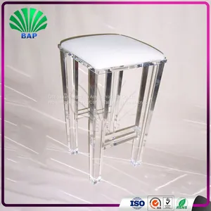 Hot Selling Clear Legs High End Bar Stool Plexiglass Bedroom Bed Foot Stool Acrylic Step Stool thumbnail-1