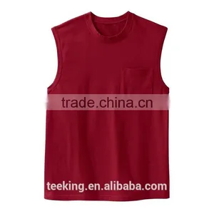 Fashion Bulk Blank Sleeveless Men T-shirt With Pocket thumbnail-3