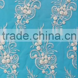 Attractive African Beaded Lace Dress Fabric for Wedding Dress 2017 thumbnail-2