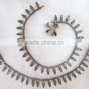 Anklets Oxidized Silver Tone Payal thumbnail-1