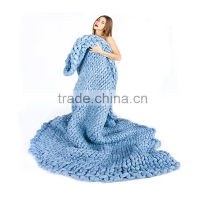 Wholesale Super Chunky Blanket Knitted Blanket Handmade Wool Blanket thumbnail-6