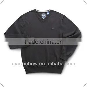 Plain Design 100% Cotton Cashmere Blend V Neck Sweater for Men thumbnail-1