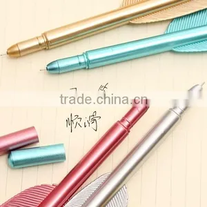 0.5mm Black Pen Feather Shape Ballpoint Pen Plastice Office Stationery Pen thumbnail-3