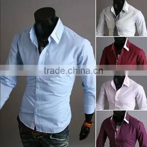 Wholesale Walson 100%cotton Men's Formal Shirt, Light Blue Business Man Shirt , Cheap Mens Business Shirts Apparel thumbnail-1