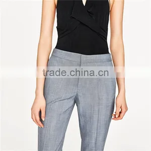OEM Side Pockets Kinny Herringbone Light Blue Trousers Womens thumbnail-2