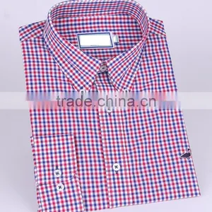 2017 Two Colors Check Men's Long Sleeve Button Down Collar Shirt thumbnail-1