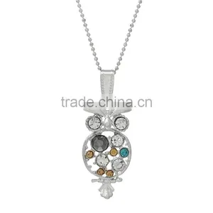 Fashion Jewelry Necklace Owl Halloween Silver Tone Multicolor Rhinestone With Lobster Clasp 44cm Long thumbnail-1