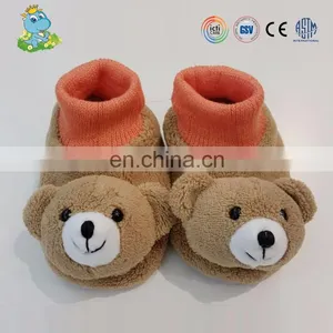 Factory Directly Sale Cute Stuffed Animal Type Plush Bear Baby Slippers thumbnail-1