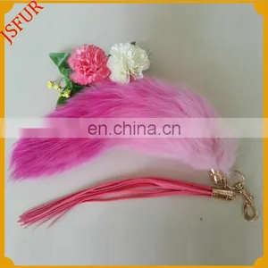 Fluffy Classic Tail Keychain With Fox Fur Custom Accessory thumbnail-3