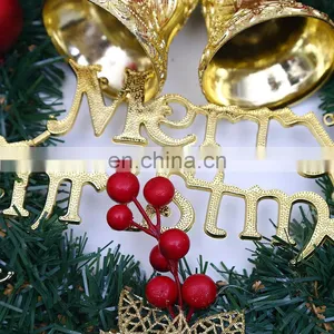 A039 Christmas Wreaths Berries Red Fruit Bow Knots Ornaments Window Arrangement Door Hanging Green Garland Christmas Gifts thumbnail-6