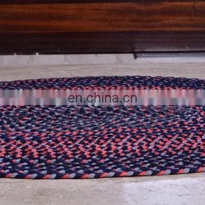 Designer Braided Floor Mat Embroidered Handmade Rug/Carpet Reversible Door Mat thumbnail-3