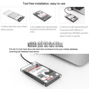 2017 Newest OEM HDD Case, Drop Shipping Hard Driver Storage Case With USB3.1 Type C,Transparent,for 2.5 Inch SATA HDD thumbnail-5